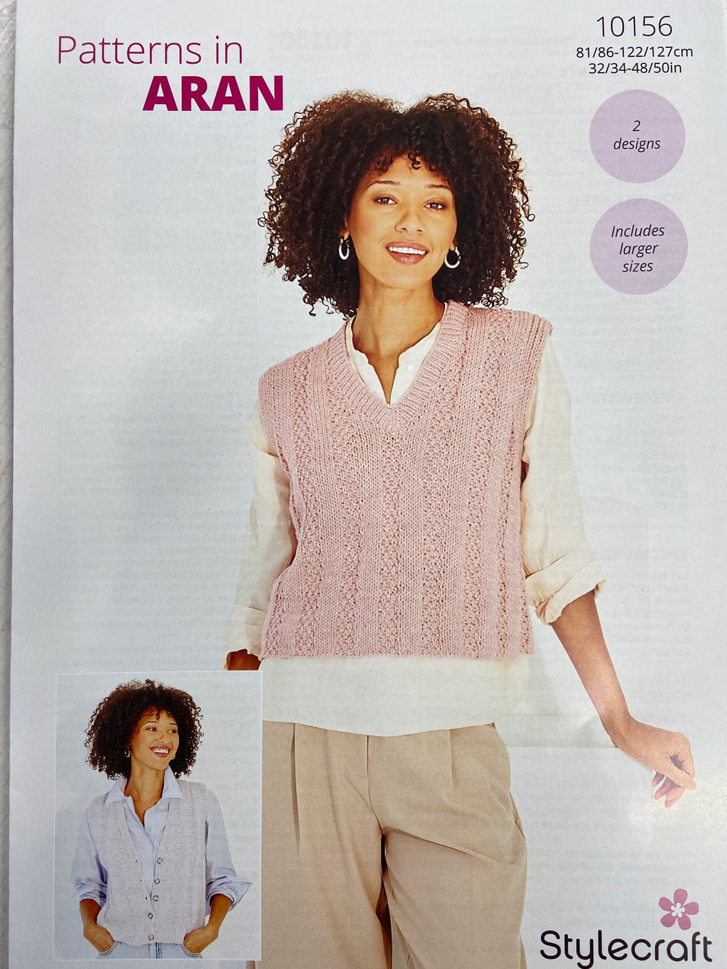 stylecraft knitting pattern Soft Pastels Aran Ladies Tanktop Slipover Waistcoat 10156 fabric shack malmesbury