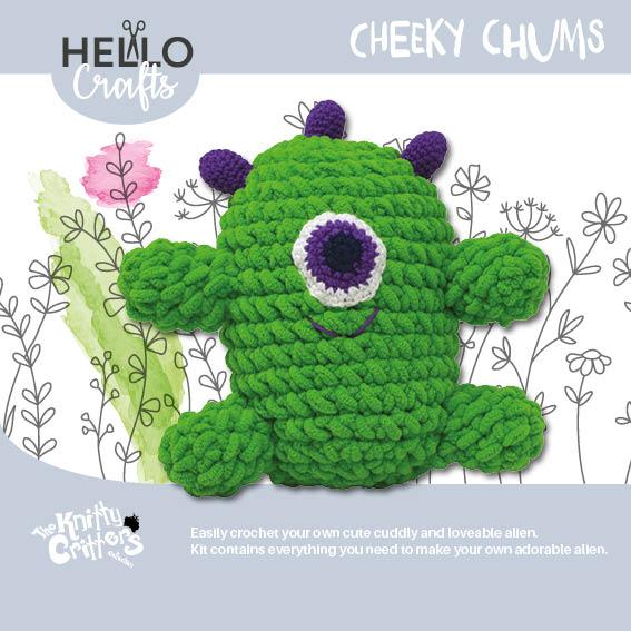 The Knitty Critters Cheeky Chums Alien Amigurumi Crochet Kit