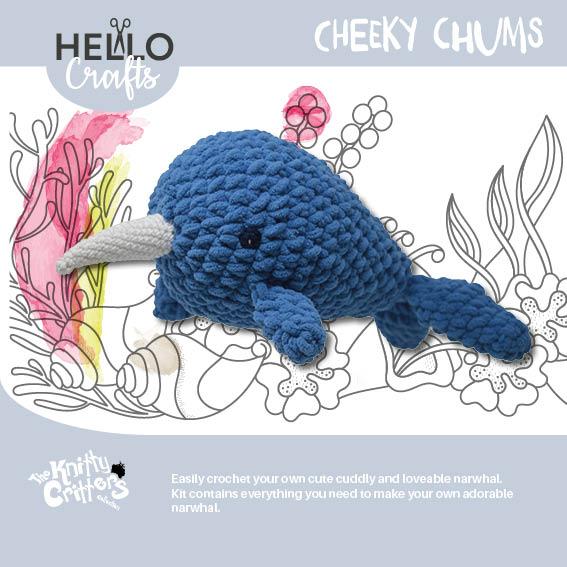 the knitty critters crochet kit cheeky chums narwhal amigurumi fabric shack malmesbury HC403854