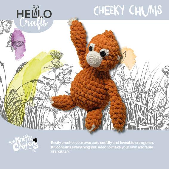 The Knitty Critters Cheeky Chums Orangutan Amigurumi Crochet Kit
