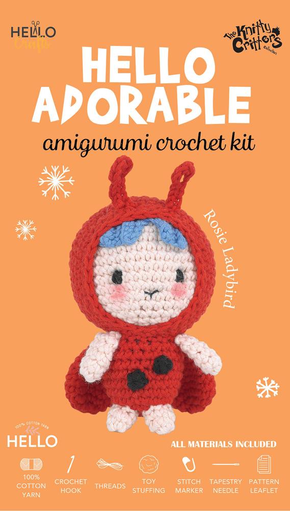 the knitty critters crochet kit hello adorable rosie ladybird ladybug amigurumi fabric shack malmesbury