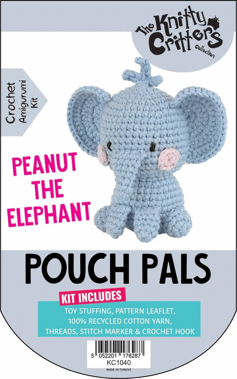 the knitty critters crochet kit pouch pals peanut elephant amigurumi fabric shack malmesbury