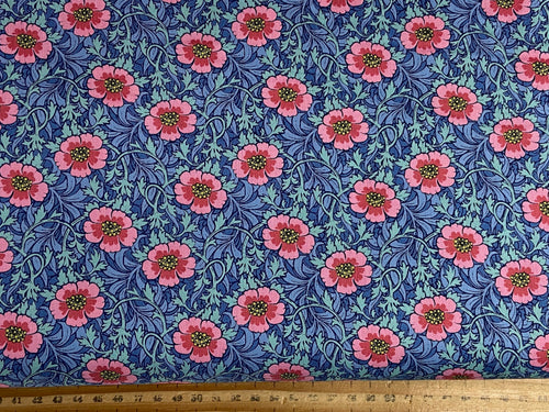 tilda hibernation winter rose flower floral blue cotton fabric shack malmesbury