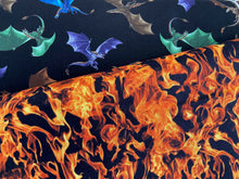 timeless treasures dragons flying flames fire black cotton fabric shack malmesbury 3