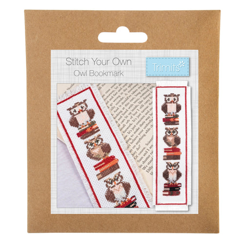 trimits counted cross stitch kit owls bookmark book mark fabric shack malmesbury