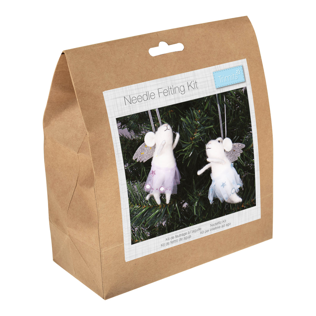 trimits needlefelt kit angel star mice mouse duo christmas present gift TCK071 fabric shack malmesbury