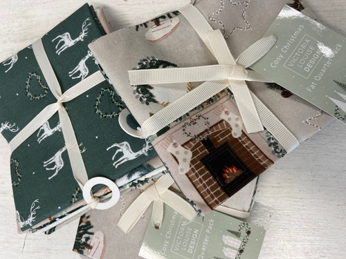 victoria louise designs cosy christmas stocking cracker tree fire mistletoe berry winter fat quarter pack 1 bundle cotton fabric shack malmesbury