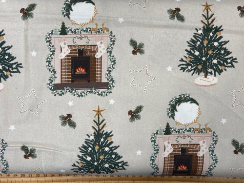 victoria louise designs cosy christmas holiday by the fire natural fireplace cotton fabric shack malmesbury