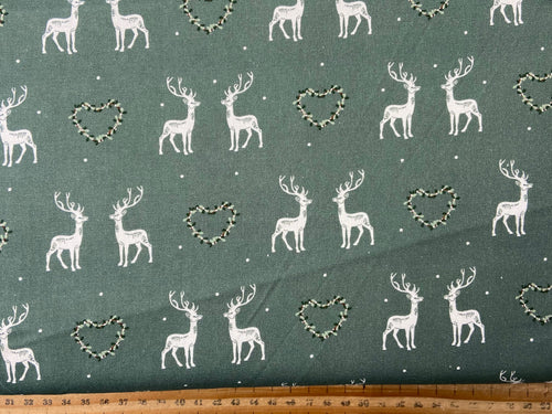 victoria louise designs cosy christmas holiday forest stag wreath green cotton fabric shack malmesbury