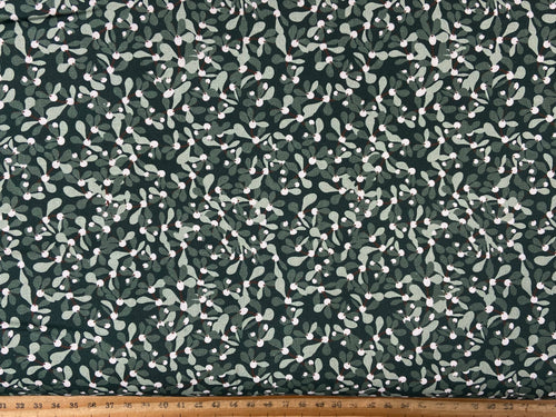 victoria louise designs cosy christmas holiday mistletoe medley dark green cotton fabric shack malmesbury