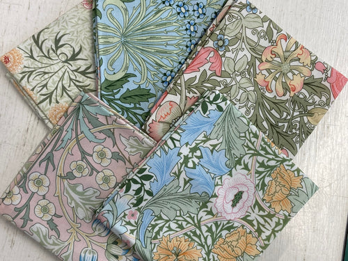 william morris simply nature flower flowers floral bluebell hyacinth compton garden lily norwich fat quarter fq pack cotton fabric shack malmesbury