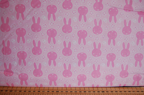 Fabric Shack Sewing Quilting Sew Fat Quarter Cotton Quilt Patchwork Dressmaking Kids Nursery Dick Bruna Miffy Spring Time Bedtime Flowers Pink Blue Mint Pastels Pink Faces