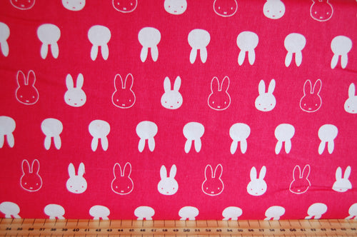Fabric Shack Sewing Quilting Sew Fat Quarter Cotton Quilt Patchwork Dressmaking Kids Nursery Dick Bruna Miffy Spring Time Bedtime Flowers Pink Blue Mint Pastels Silhouette Hot Pink Faces