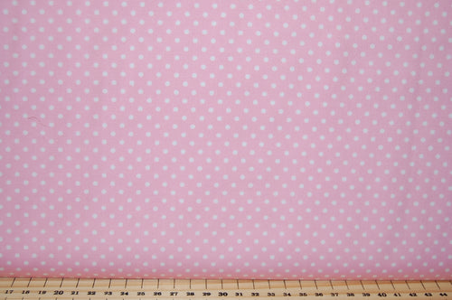 Fabric Shack sewing quilting sew fat quarter quilt patchwork dressmaking Rose & Hubble 3mm Polka Dot Spot Cotton Poplin Pale Pink