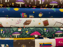 Kimberley Hind Forest Journal Mushrooms/Toadstools Brown Organic Cotton Fabric by 1/4 Metre*