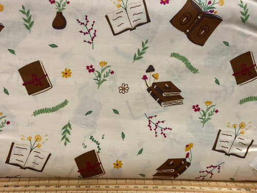 Kimberley Hind Forest Journal Cotton Fabric Shack Malmesbury Organic Woodland Mushroom Books Library Research Scatter Cream