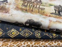 PI Creative 3 three wishes global luxe tribal text animal safari tribal cotton fabric shack malmesbury