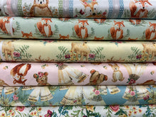 audrey jeanne roberts 3 three wishes forest friends fox scatter pink deer bear arrow floral flowers cotton fabric shack malmesbury