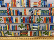 bookworm lewis and & irene book worm shelves shelf books light grey cotton fabric shack malmesbury