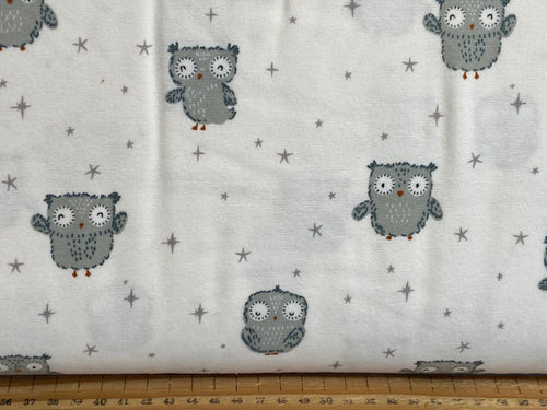 brushed cotton flannel baby owl white fabric shack malmesbury