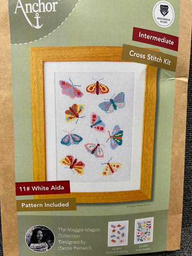 carole fenwick maggie moo collection designs intermediate cross stitch kit moths butterflies butterfly