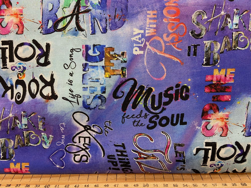 connie haley rthymn hues script words album multi cotton fabric shack malmesbury