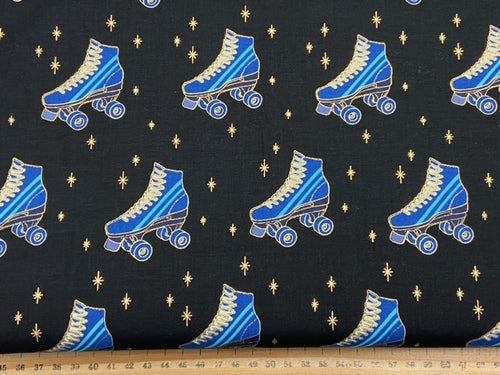 darlings 2 ruby star society roller skates rollerskates rollerboots roller boots black metallic cotton fabric shack malmesbury