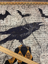deja boo blank quilting satin moon designs cotton fabric shack malmesbury panel bat crescent moon blackbird raven owl sun skull orange black 2