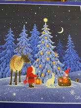 eva melhuish lewis & and irene tomtens village pillow cushion panel cotton fabric panel fox santa nisse moon christmas 5