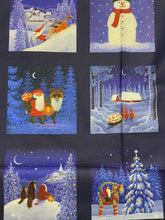 eva melhuish lewis and & Irene tomtens village christmas cotton fabric shack malmesbury penguin cat dog hare fox 5 inch squares 3