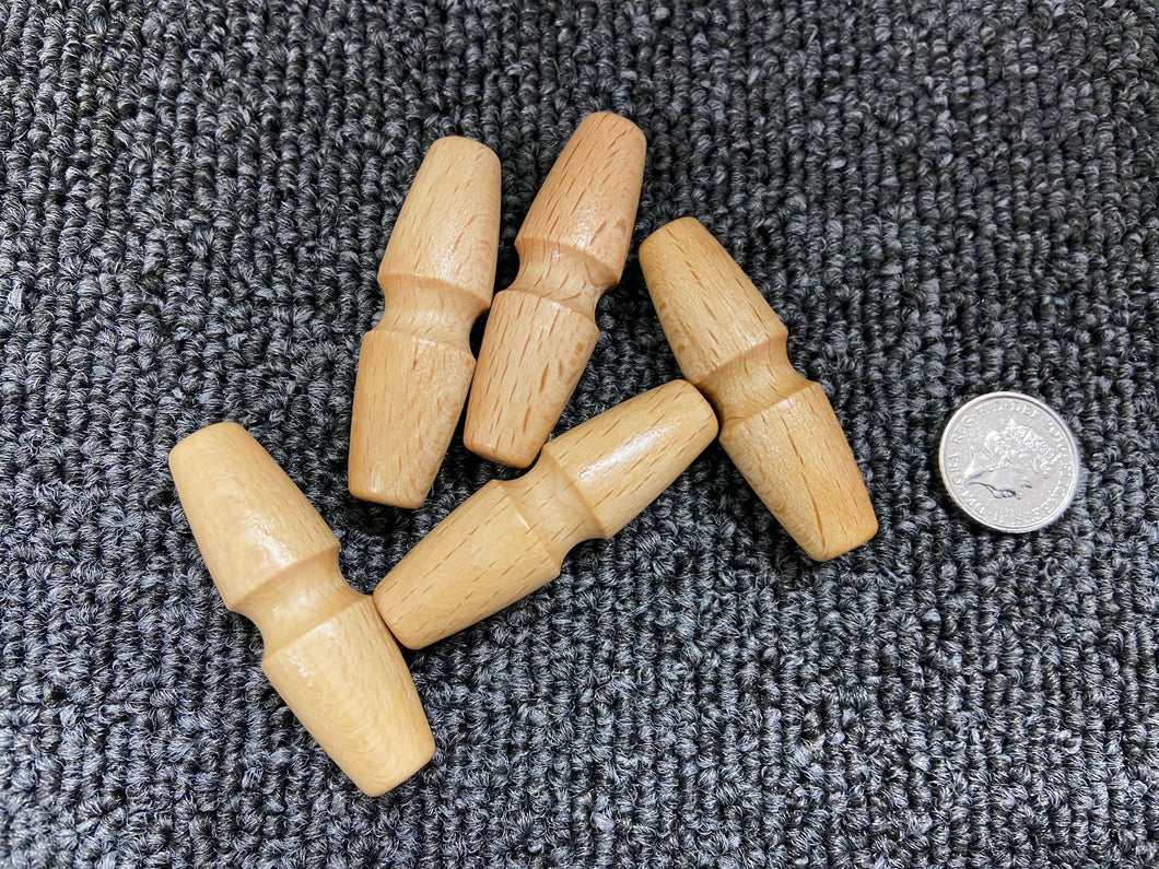 fabric shack haberdashery sewing dressmaking knitting knitwear buttons no hole toggle wooden wood 44mm