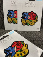 fabric shack malmesbury mending reparis motif motifs patch patches iron on sailor swallow rose love