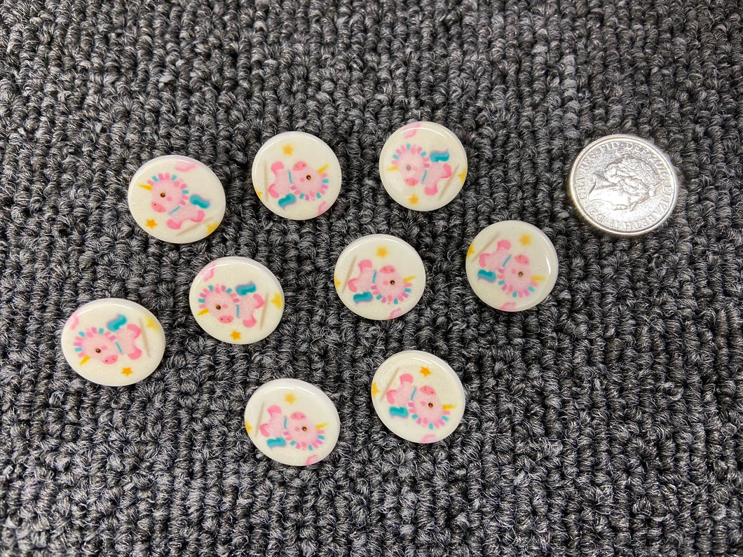 fabric shack sewing dressmaking knitting knit knitwear sew buttons kids childrens pink unicorns unicorn shank 15mm