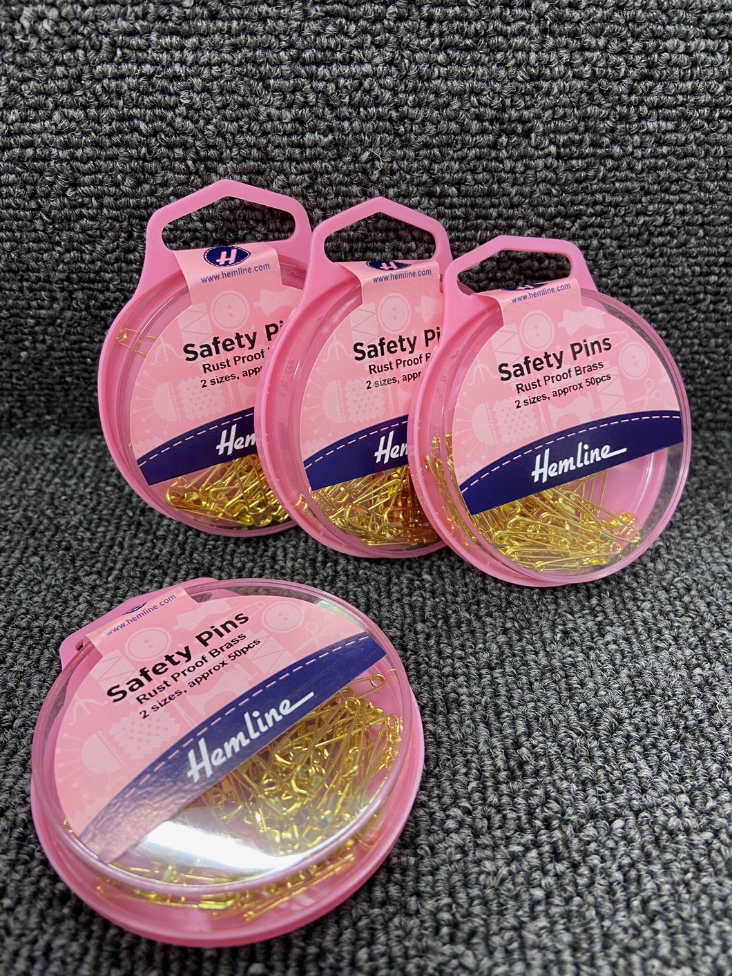 fabric shack sewing haberdashery dressmaking safety pins brass rust proof assorted 19mm 23mm