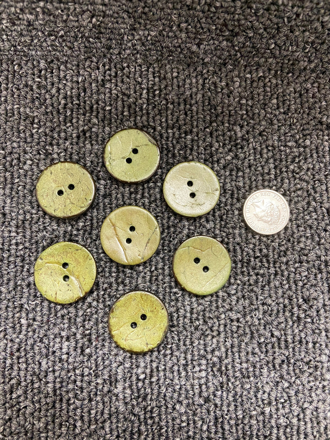 fabric shack sewing knitting knit knitwear wooden coconut button lime green 24mm