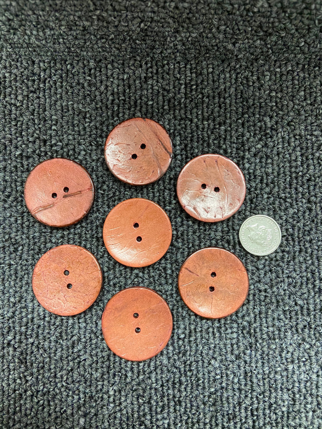 fabric shack sewing knitting knit knitwear wooden coconut button salmon pink 31mm