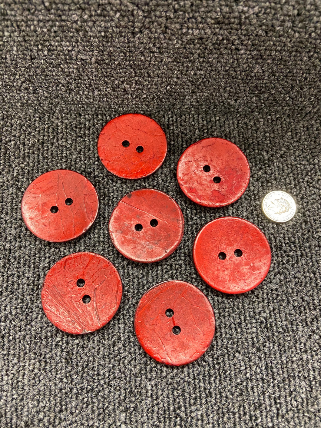fabric shack sewing knitting knit knitwear wooden coconut button salmon red 40mm