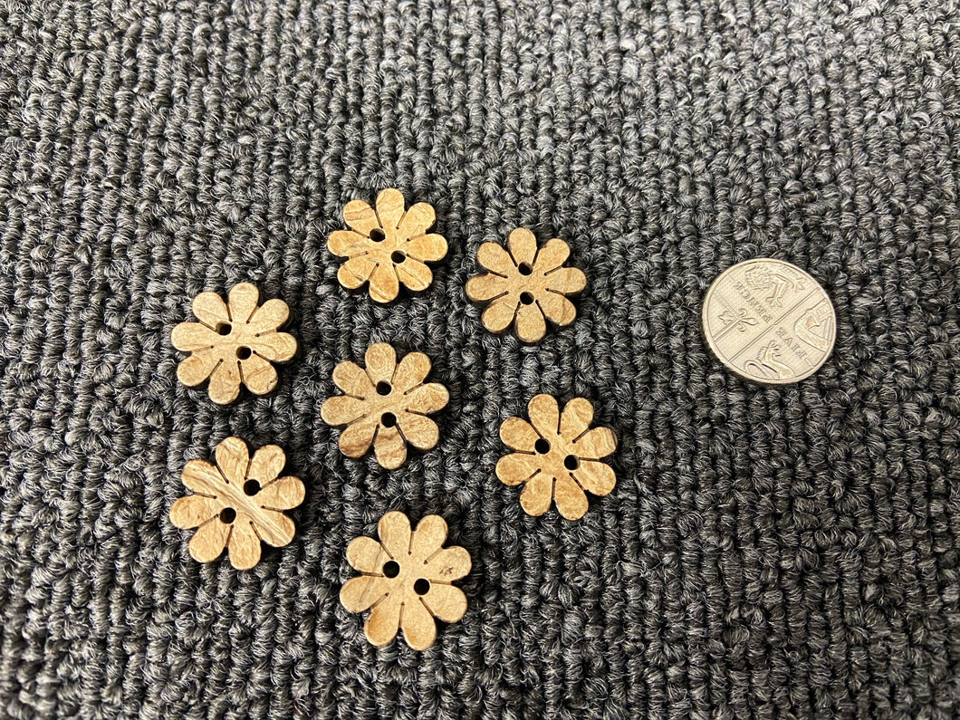 fabric shack sewing knitting knit knitwear wooden flower button 16.25mm 2 hole