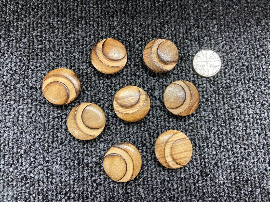 fabric shack sewing knitting knit knitwear wood wooden round half moon button 23mm