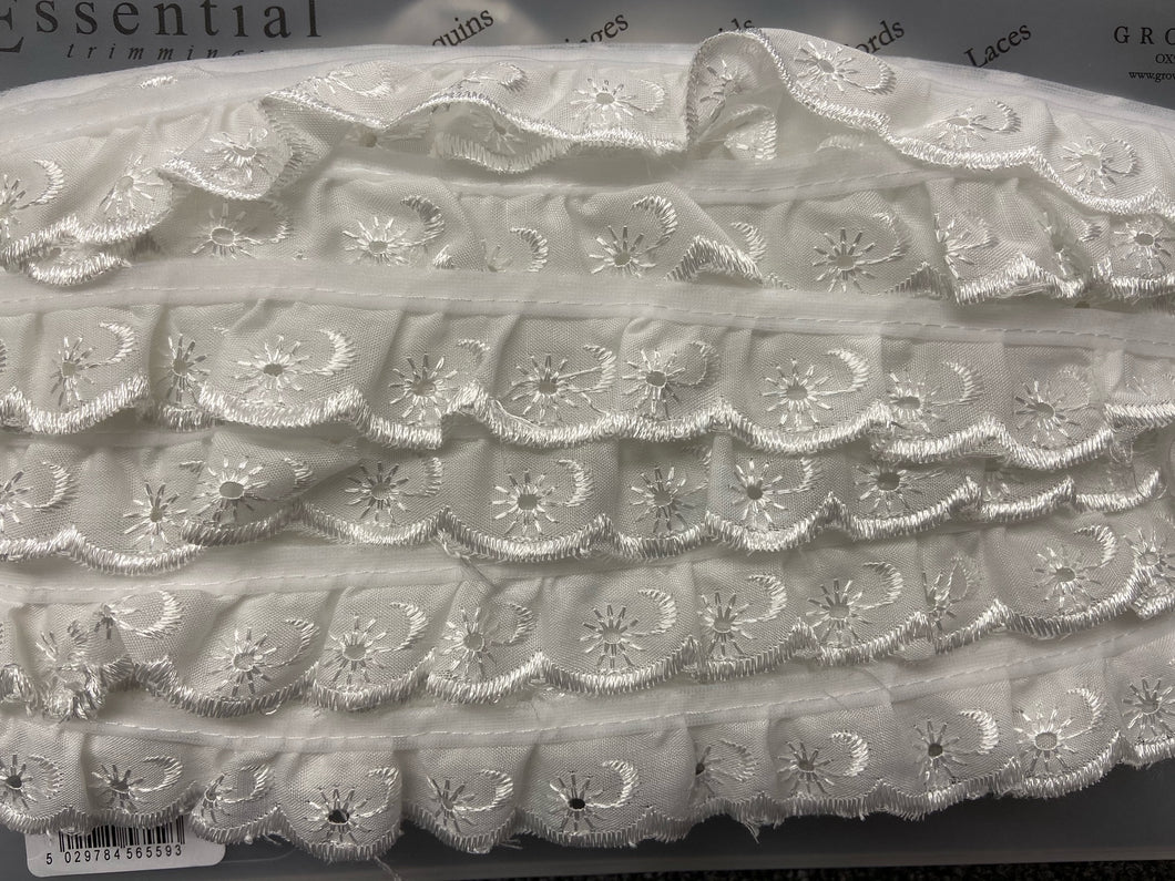 fabric shack sewing quilting sew broderie anglaise lace trim ribbon 25mm white