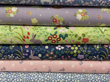 fabric shack sewing quilting sew fat quarter cotton patchwork quilt bunny hop rabbit chicken easter bunny and daisy pink