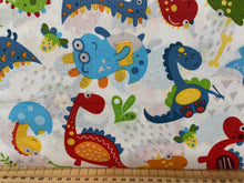 fabric shack sewing quilting sew fat quarter cotton patchwork quilt little dino nursery kids baby babies dinosaur multi white