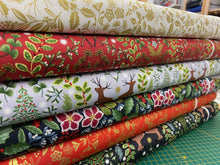 fabric shack sewing quilting sew fat quarter cotton patchwork quilt noel christmas metallic floral flowers mirror stag festive red