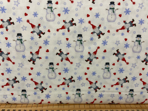 fabric shack sewing quilting sew fat quarter cotton patchwork quilt panel advent christmas holidays santa father hearts stars snowflake snowman white tontu
