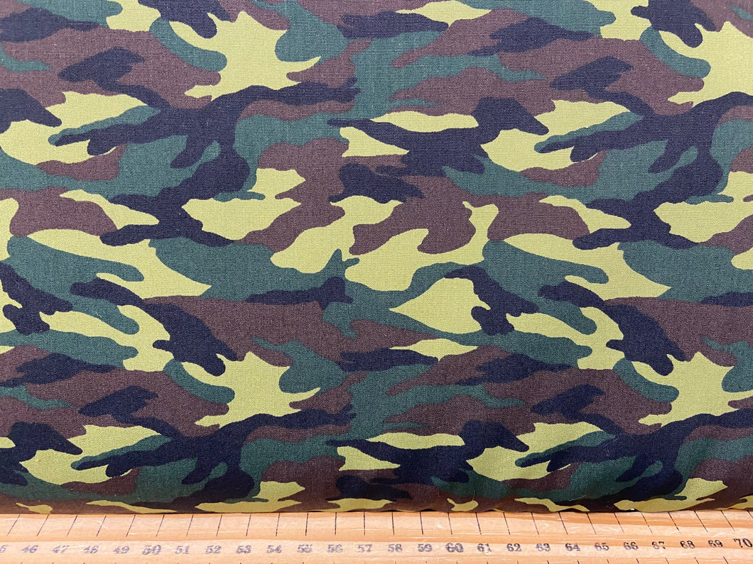 fabric shack sewing quilting sew fat quarter cotton patchwork quilt rose & and hubble poplin jungle green brown cammo cammoflage camouflage