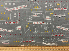 fabric shack sewing quilting sew fat quarter cotton patchwork quilt stacy iest hse moda on the go planes aeroplanes airport grey