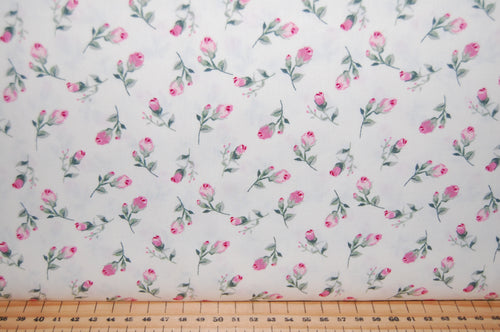fabric shack sewing quilting sew fat quarter cotton poplin quilt patchwork dressmaking rosebud rose ditsy kitsch green cream ivory flower floral (2)