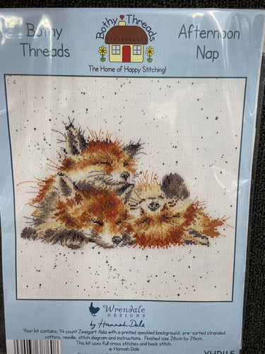 fabric shack sewing sew crosstich cross stitch kits kit bothy threads hannah dale wrendale designs fox cubs afternoon naps