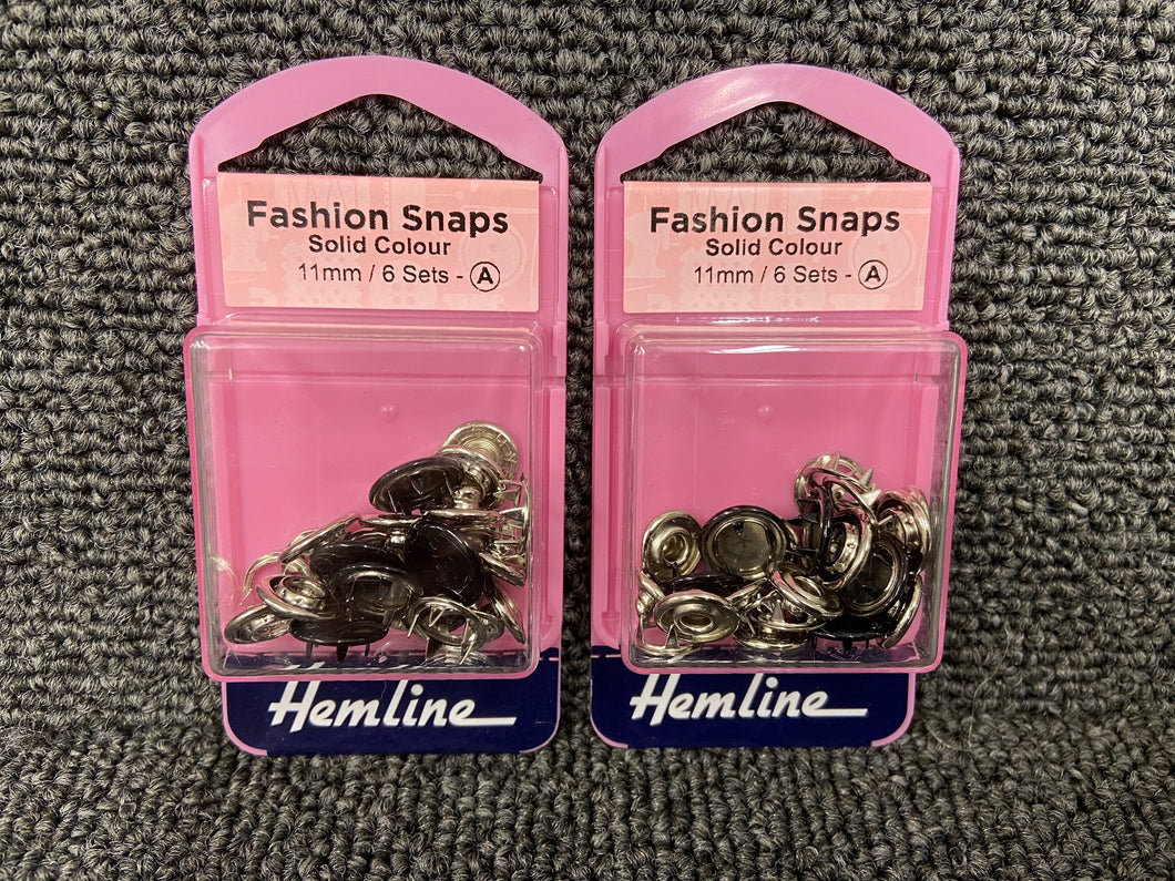 fabric shack sewing sew dressmaking hemline fashion snaps solid top 11mm black