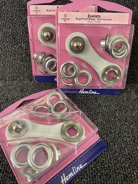 hemline eyelet kit and tool 14mm silver fabric shack malmesbury